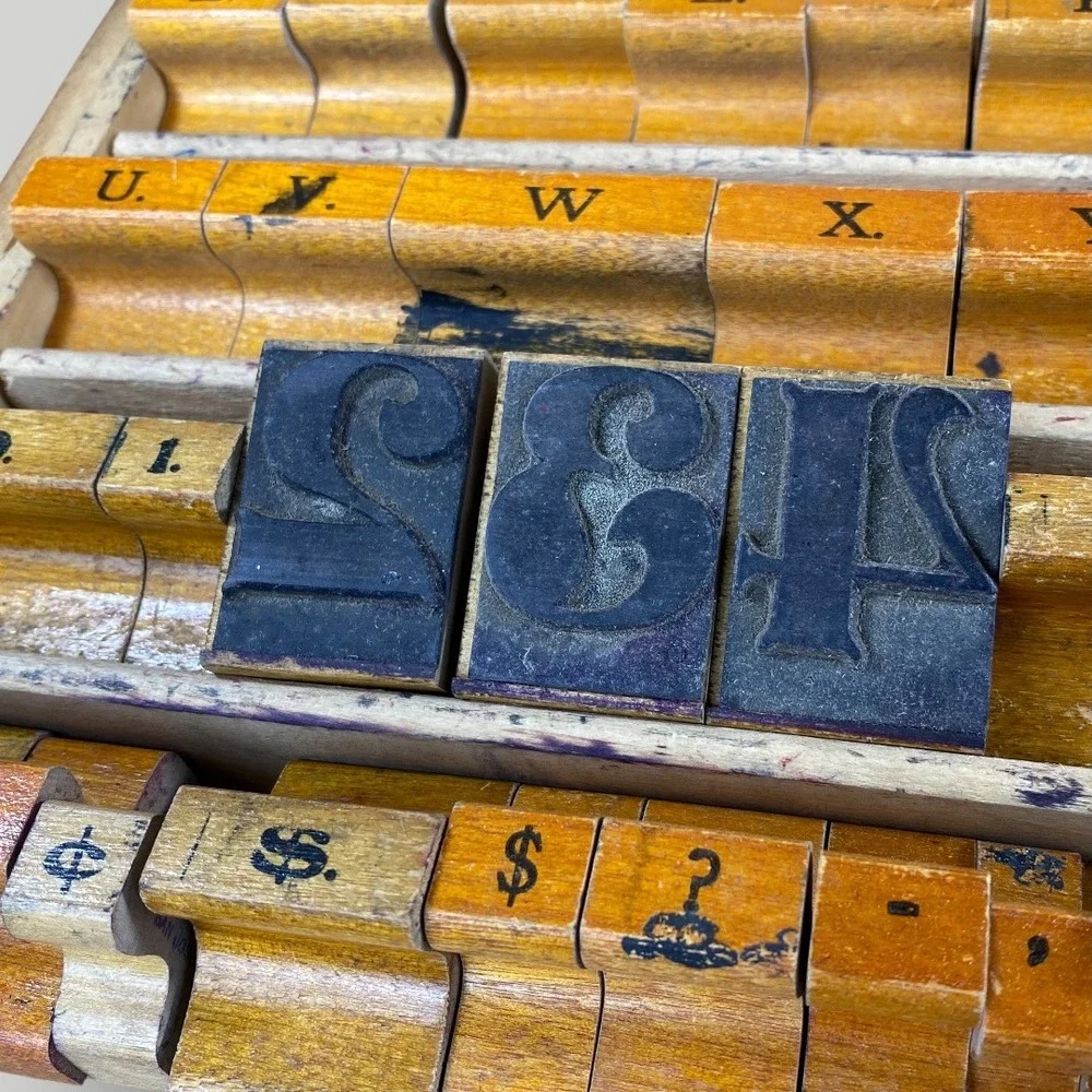 Antique Aristocrat Sign Marker Rubber‎ Stamp Set 1910s-1930s Box 63 Pieces